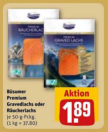 Büsumer Premium Gravedlachs oder Räucherlachs je 50-g-Packung