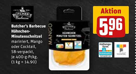 Butcher's Barbecue Hähnchen-Minutensteak mariniert, Mango oder Cocktail, SB-verpackt