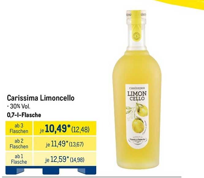 Carissima Limoncello – 0,7 l Flasche, 30% Vol.