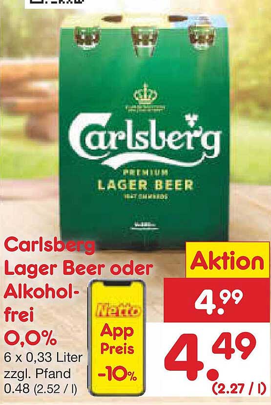 Carlsberg Lager Beer oder Alkohol-frei 0.0%