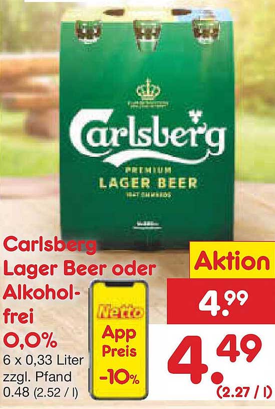 Carlsberg Lager Beer oder Alkoholfrei 0,0%