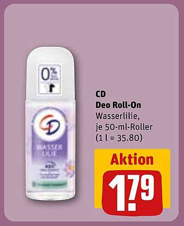CD Deo Roll-On Wasserlilie, je 50-ml-Roller (1 l = 35.80)