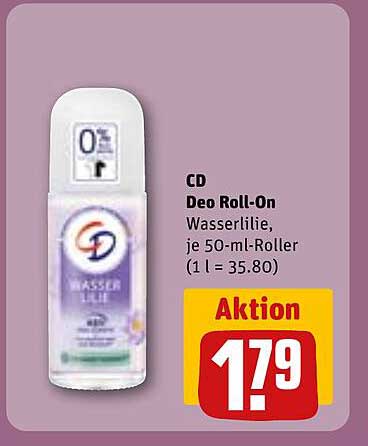 CD Deo Roll-On Wasserlilie, je 50-ml-Roller (1 l = 35.80)