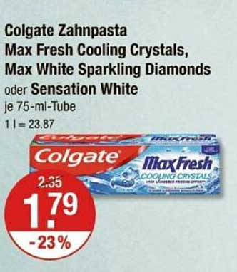 Colgate Zahnpasta Max Fresh Cooling Crystals, Max White Sparkling Diamonds oder Sensation White