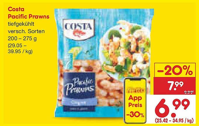 Costa Pacific Prawns tiefgekühlt 200 - 275 g