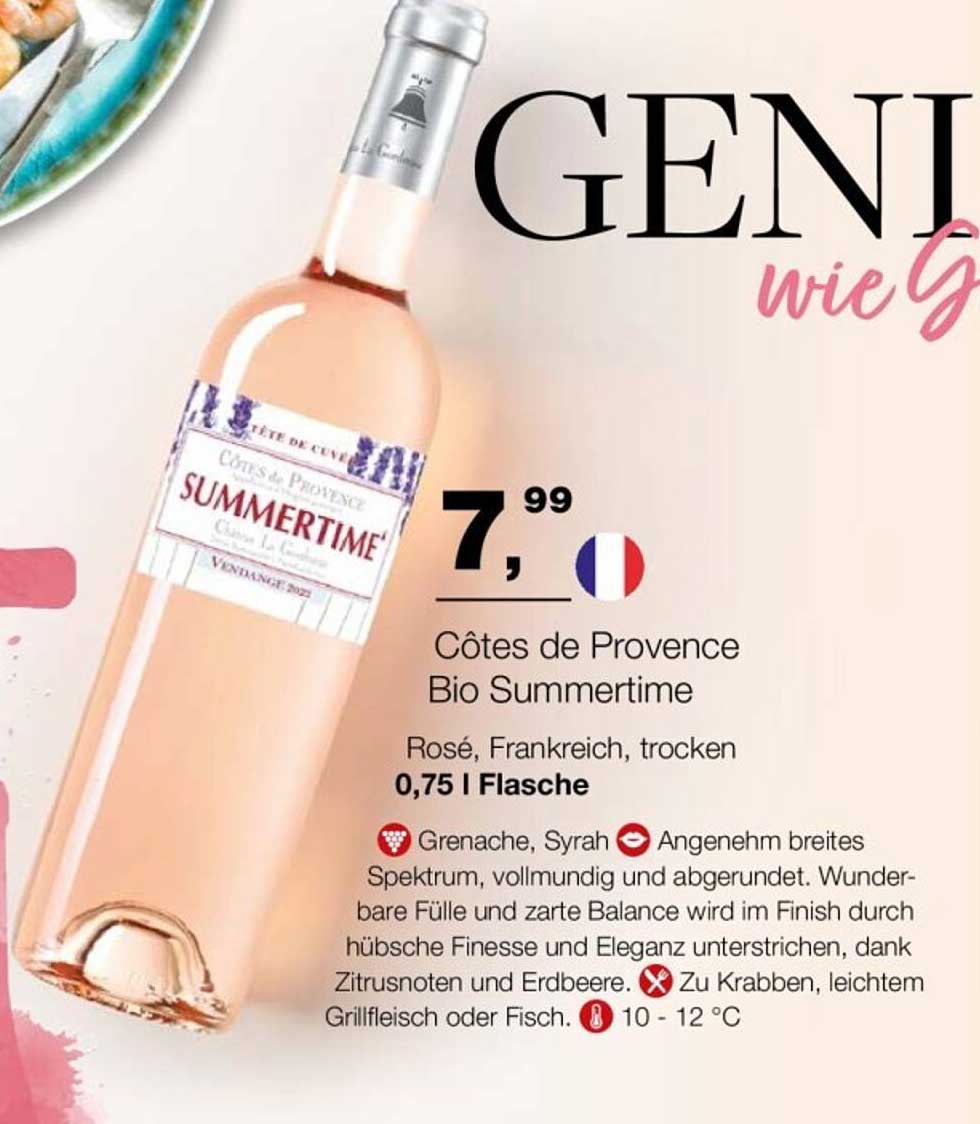 Côtes de Provence Bio Summertime Rosé, 0,75 l Flasche