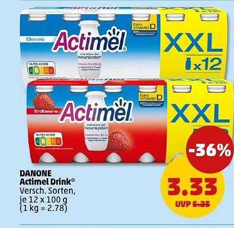 Danone Actimel Drink - Verschiedene Sorten, je 12 x 100 g