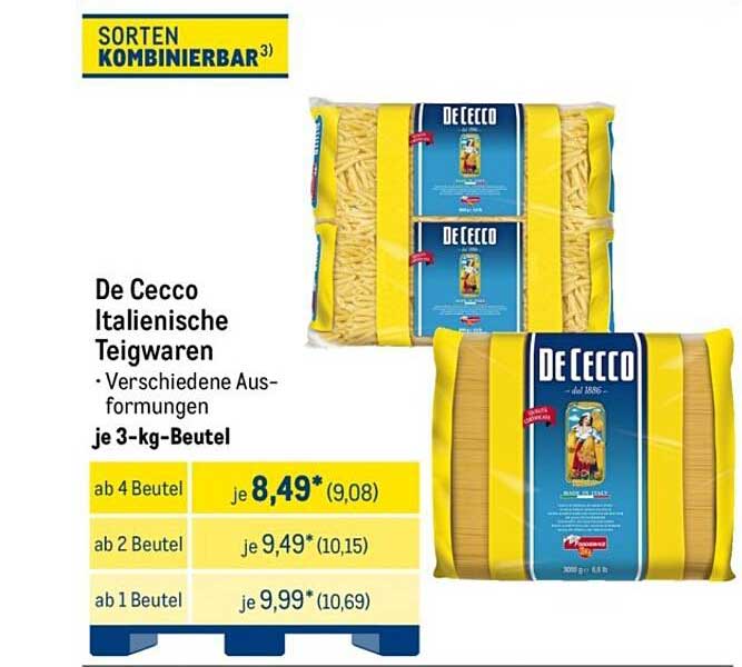 De Cecco Italienische Teigwaren je 3-kg-Beutel