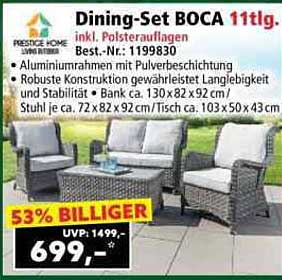 Dining-Set BOCA 11tlg. inkl. Polsterauflagen
