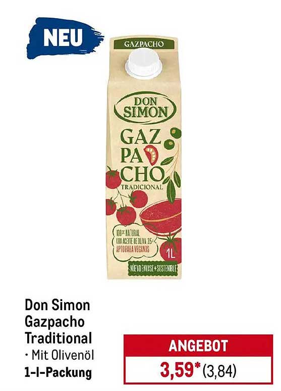 Don Simon Gazpacho Traditional 1l mit Olivenöl