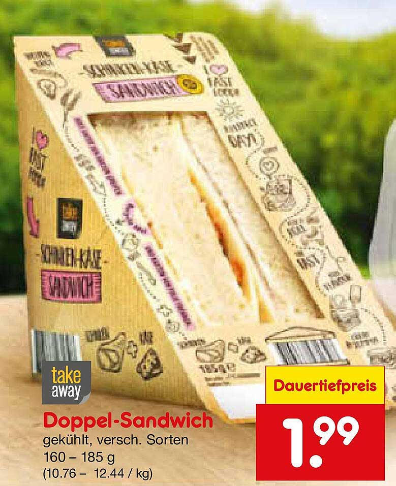 Doppel-Sandwich, gekühlt, versch. Sorten, 160 – 185 g