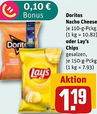 Doritos Nacho Cheese oder Lay's Chips gesalzen