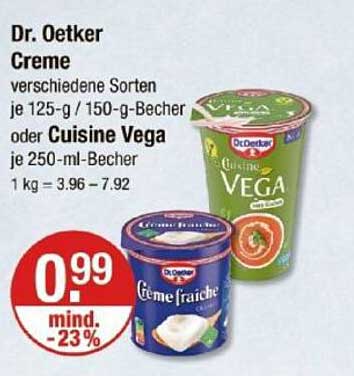 Dr. Oetker Creme verschiedene Sorten 125-g / 150-g-Becher oder Cuisine Vega 250-ml-Becher