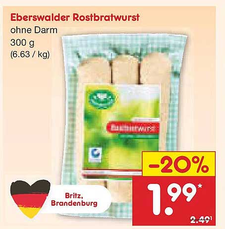 Eberswalder Rostbratwurst ohne Darm 300 g