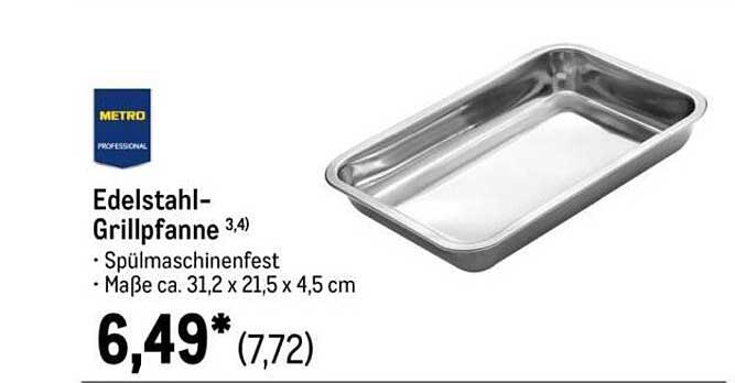 Edelstahl-Grillpfanne 3,4