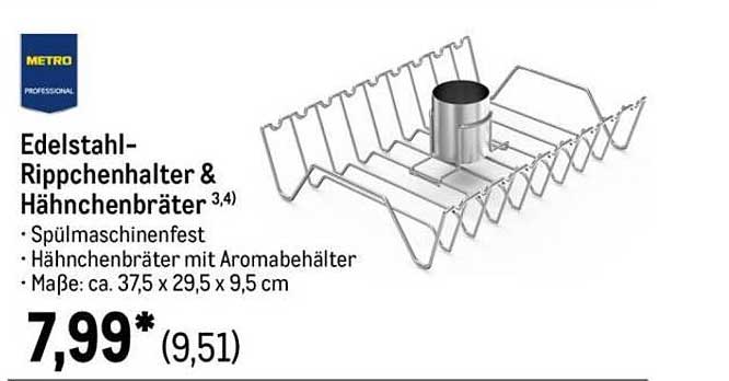 Edelstahl-Rippchenhalter & Hähnchenbräter