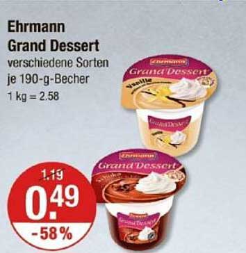 Ehrmann Grand Dessert - verschiedene Sorten je 190-g-Becher