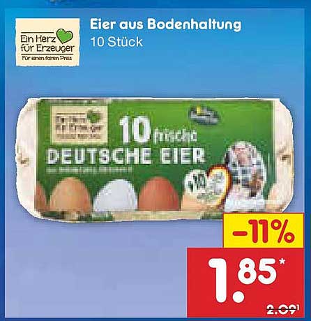 Eier aus Bodenhaltung 10 Stück