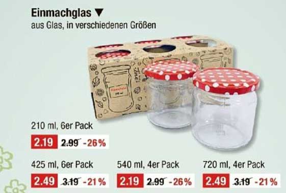 Einmachglas aus Glas, in verschiedenen Größen