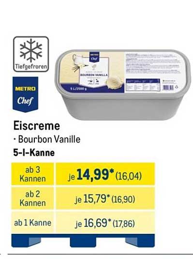 Eiscreme Bourbon Vanille 5-I-Kanne