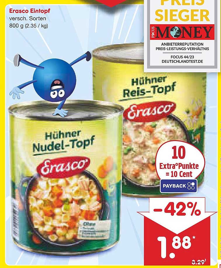 Erasco Eintopf - Hühner Nudel-Topf und Hühner Reis-Topf