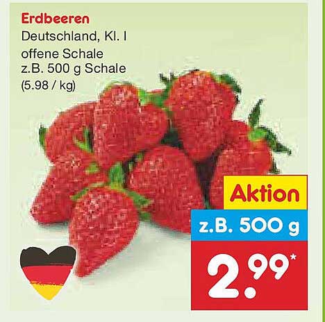 Erdbeeren, Kl. I, offene Schale z.B. 500 g