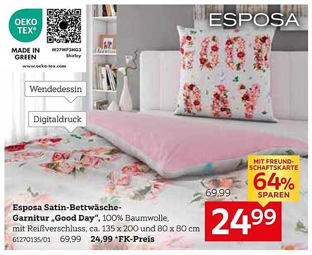 Esposa Satin-Bettwäsche-Garnitur „Good Day“