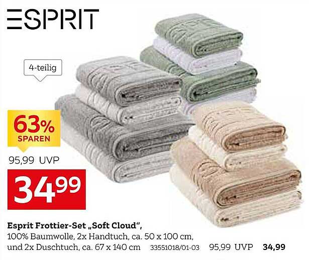 Esprit Frottier-Set „Soft Cloud“, 4-teilig