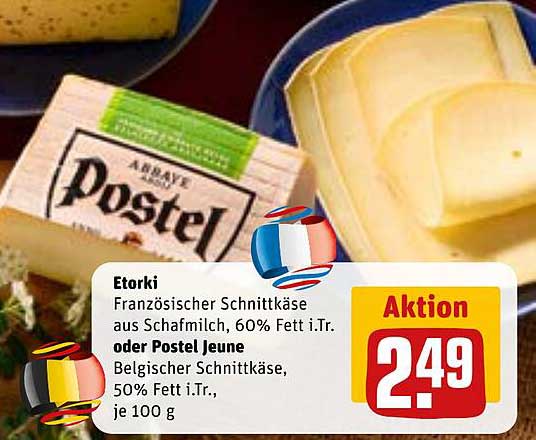 Etorki Französischer Schnittkäse aus Schafmilch oder Postel Jeune Belgischer Schnittkäse