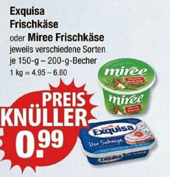 Exquisa Frischkäse oder Miree Frischkäse je 150-g-200-g-Becher