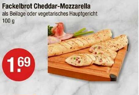 Fackelbrot Cheddar-Mozzarella als Beilage oder vegetarisches Hauptgericht 100 g