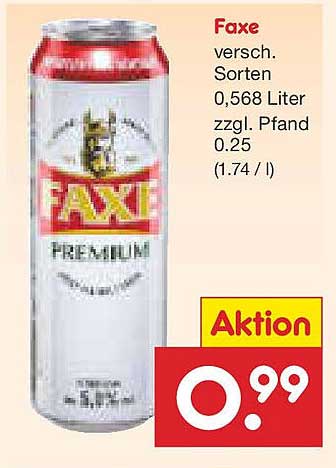 Faxe verschiedene Sorten 0,568 Liter zzgl. Pfand