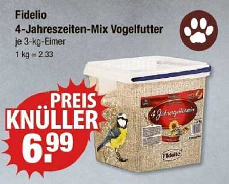 Fidelio 4-Jahreszeiten-Mix Vogelfutter 3-kg-Eimer