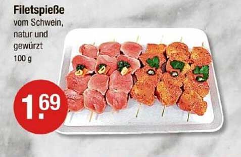 Filetspieße vom Schwein, natur und gewürzt