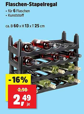 Flaschen-Stapelregal für 6 Flaschen aus Kunststoff