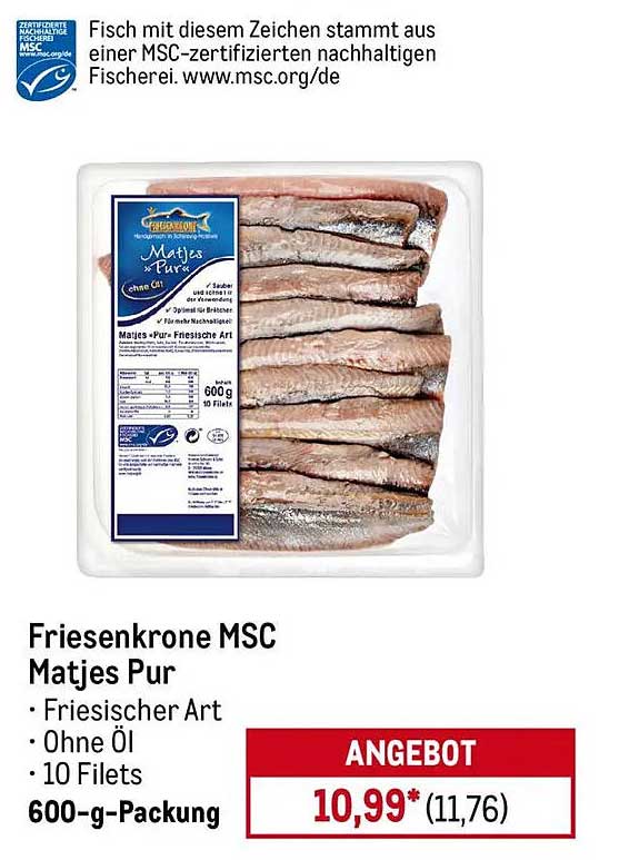Friesenkrone MSC Matjes Pur - 600 g Packung