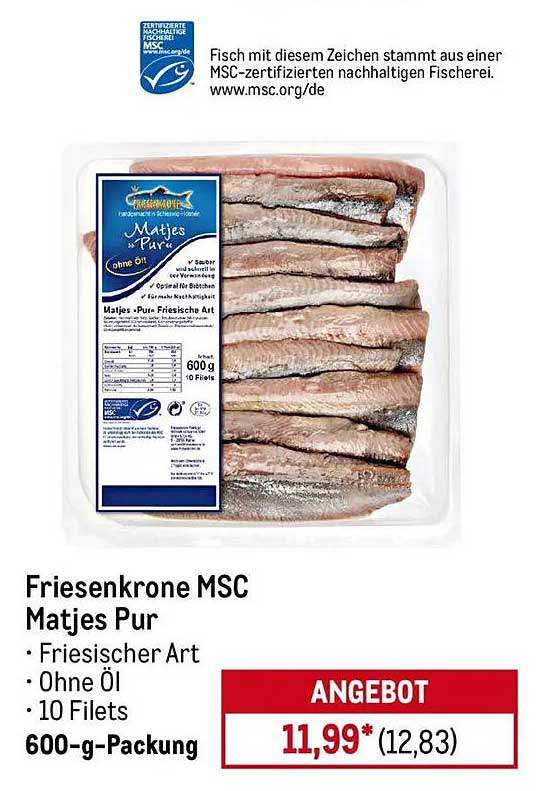 Friesenkrone MSC Matjes Pur 600-g-Packung