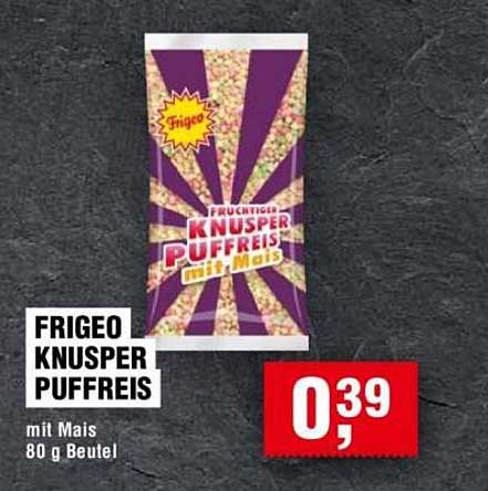 FRIGEO Knusper Puffreis mit Mais 80 g Beutel