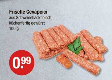 Frische Cevapcici aus Schweinehackfleisch, küchenfertig gewürzt 100 g