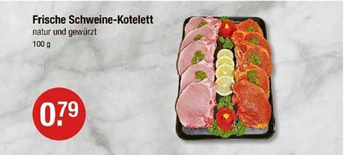 Frische Schweine-Koteletts natur und gewürzt - 100 g