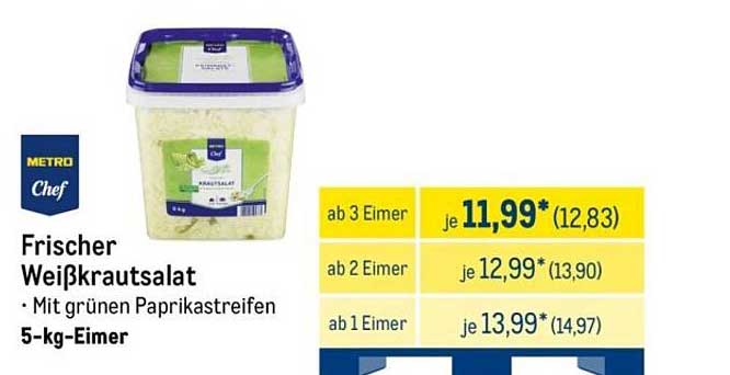 Frischer Weißkrautsalat - Mit grünen Paprikastreifen 5-kg-Eimer