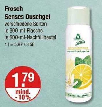 Frosch Senses Duschgel verschiedene Sorten je 300-ml-Flasche je 500-ml-Nachfüllbeutel