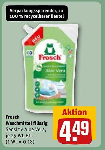 Frosch Waschmittel flüssig Sensitiv Aloe Vera, je 25-WL-Btl.