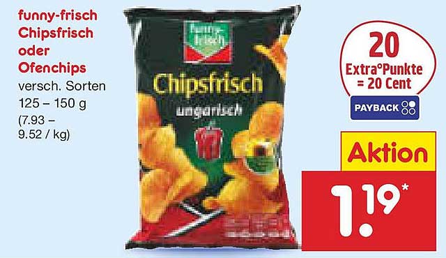 funny-frisch Chipsfrisch oder Ofenchips, 125 – 150 g