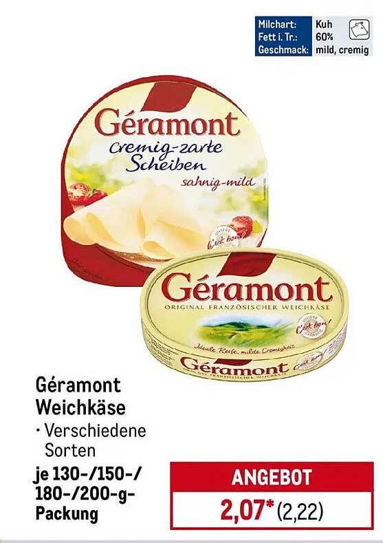 Géramont Weichkäse - verschiedene Sorten