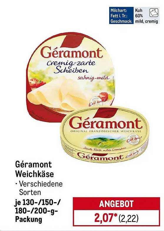 Géramont Weichkäse - Verschiedene Sorten je 130-/150-/180-/200-g-Packung