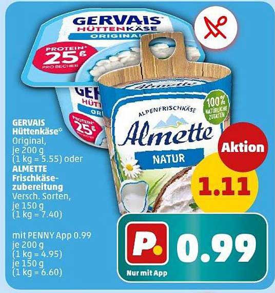 GERVAIS Hüttenkäse 200 g & ALMETTE Frischkäse-Zubereitung 150 g
