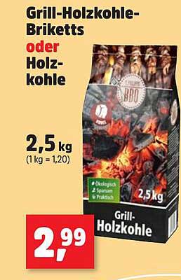 Grill-Holzkohle-Briketts oder Holz-Kohle 2,5 kg