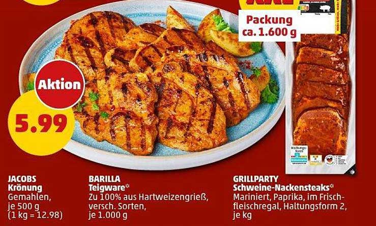 GRILLPARTY Schweine-Nackensteaks, mariniert, 1,6 kg