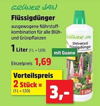GRÜNER JAN Flüssigdünger - Ausgewogene Nährstoffkombination für alle Blüh- und Grünpflanzen